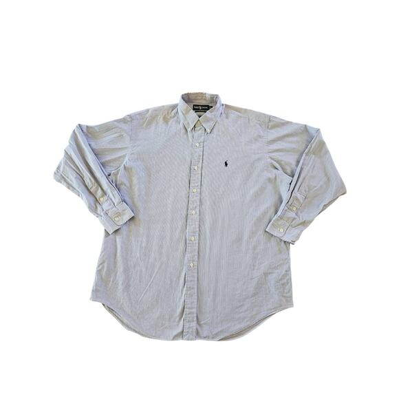 Ralph Lauren shirt men's large Blake Lavender stripe long sleeve cotton button - Picture 1 of 6